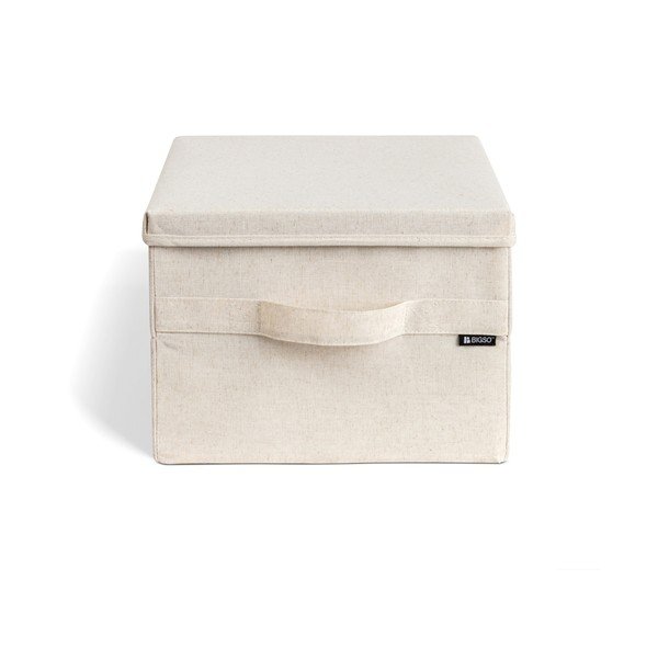 Bež tekstilna škatla za shranjevanje s pokrovom 31x41x22 cm Soft Storage Medium – Bigso