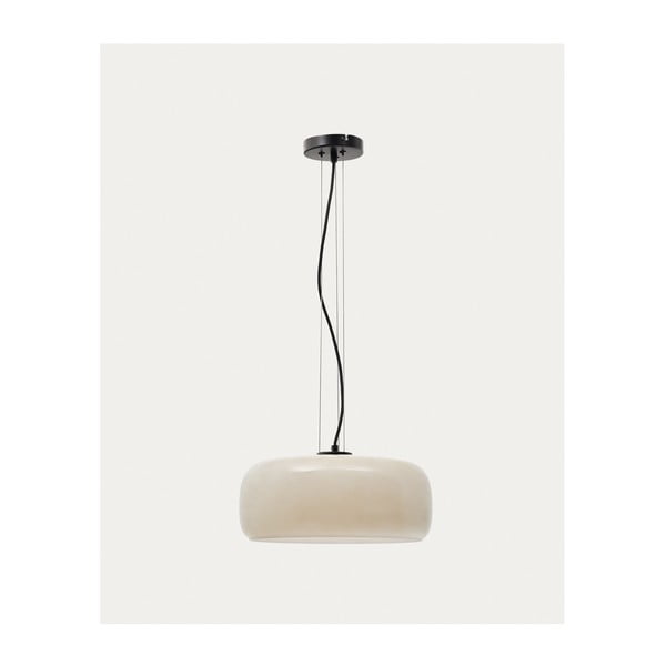 Sivo-bež LED viseča svetilka s steklenim senčilom ø 38 cm Reig – Kave Home-image-3