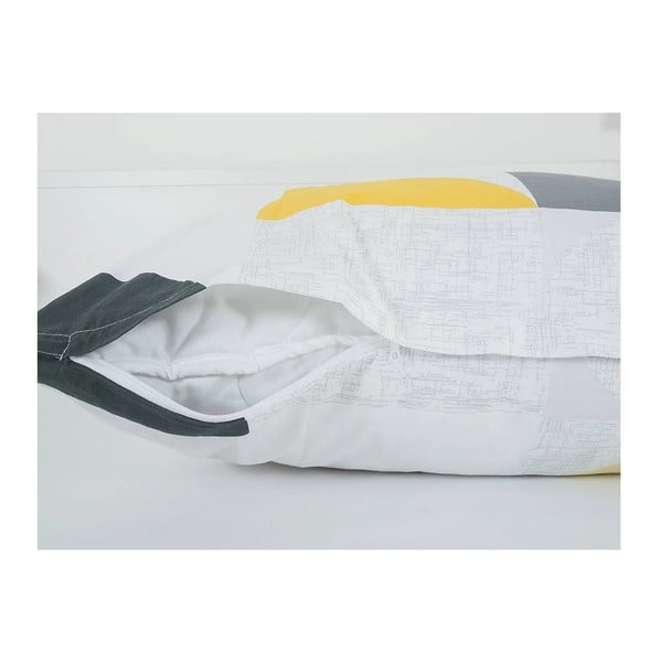 Rumeno-siva enojna posteljnina iz krepa 140x200 cm Geometries – B.E.S.-image-2