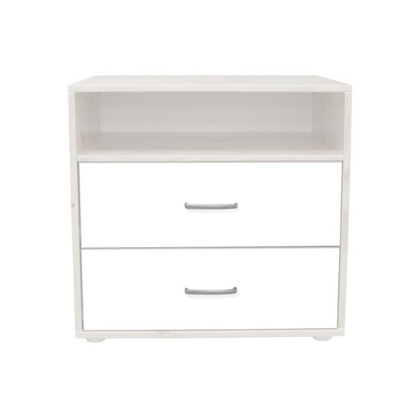 Bela otroška komoda z 2 predaloma iz lakiranega borovega lesa Flexa Classic-image-1