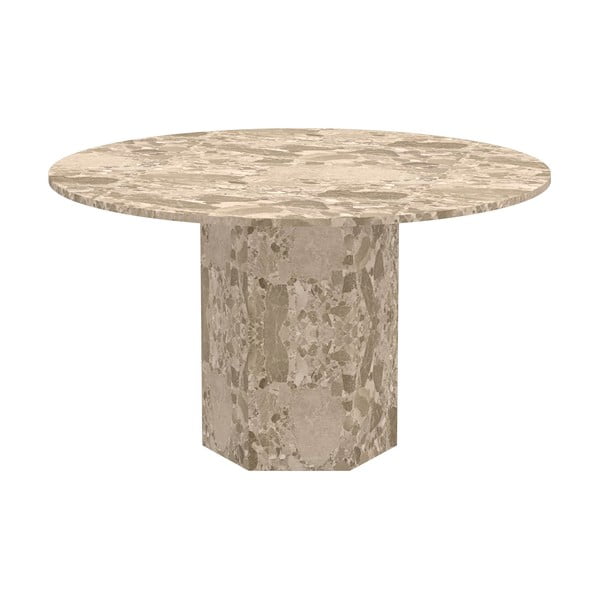 Svetlo rjava marmorna okrogla jedilna miza ø 130 cm Naxos – Actona