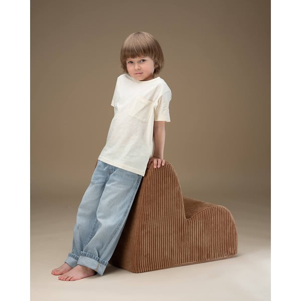 Rjav otroški fotelj iz rebrastega žameta Cloud – Wigiwama-image-3
