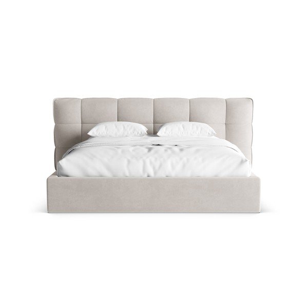Bež oblazinjena zakonska postelja s prostorom za shranjevanje in z letvenim dnom 180x200 cm Eric – Micadoni -image-4