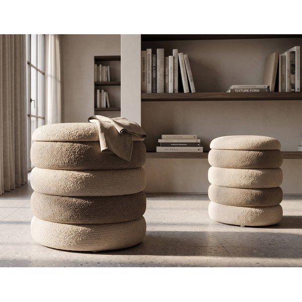 Kremno beli tabureji 2 ks Nordic Style – Mauro Ferretti-image-1