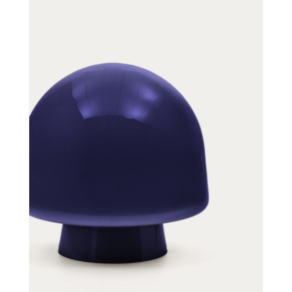 Temno modra namizna svetilka s steklenim senčilom (višina 20 cm) Reig – Kave Home-image-2
