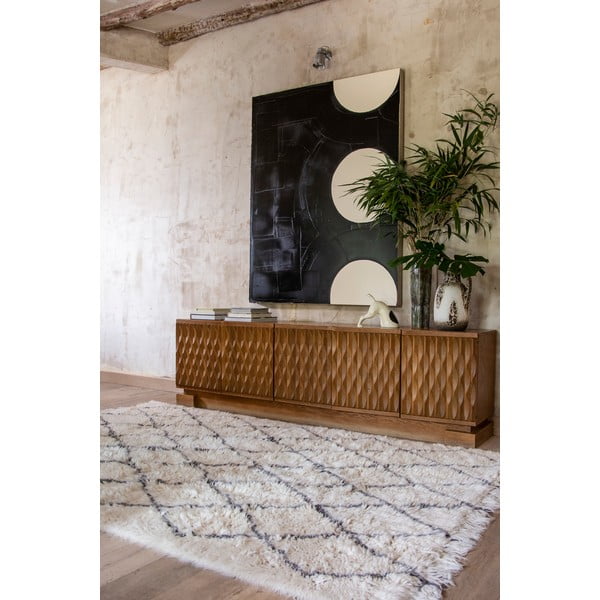 Kremno bela pralna ročno tkana volnena preproga 140x200 cm Berber Soul – Lorena Canals-image-1