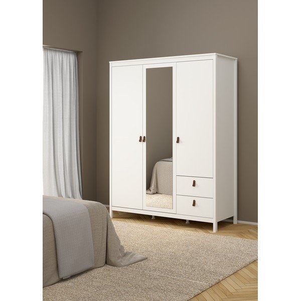 Bela garderobna omara z ogledalom 150x199x58 cm Madrid – Tvilum-image-1