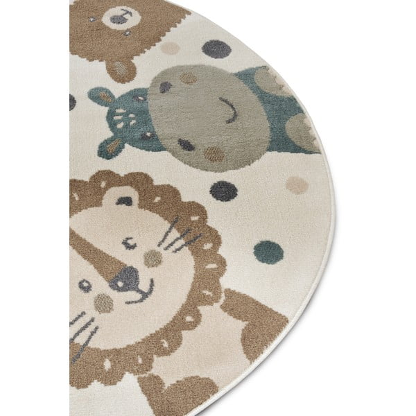 Bež otroška preproga ø 100 cm Animal Party – Hanse Home-image-1