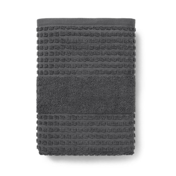 Temno siva frotirna brisača iz organskega bombaža 50x100 cm Check – JUNA