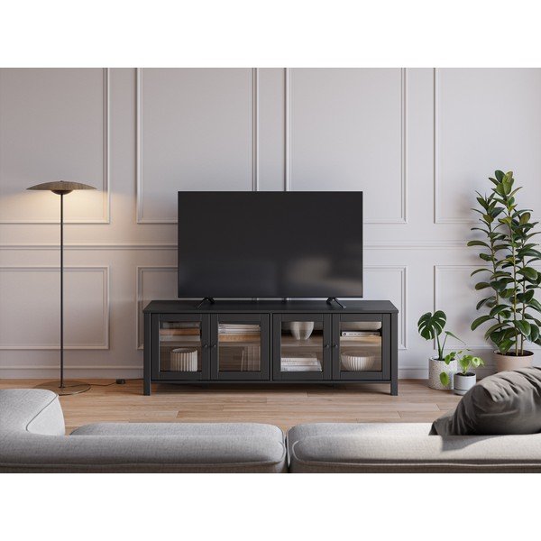 Črna TV omarica iz masivnega bora 150x50x40 cm Alessandra – Marckeric-image-1