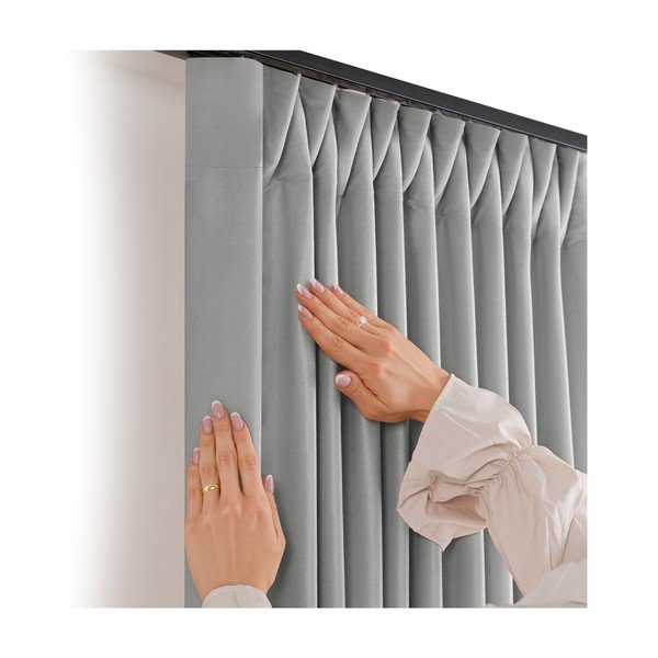 Siva žametna zavesa za delno zatemnitev 530x175 cm Velto – Filumi-image-3