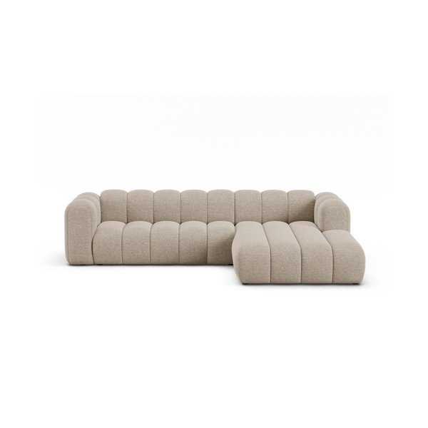 Bež kotna sedežna garnitura iz šenilje (desni kot/z ležalnikom) Lupine – Micadoni 