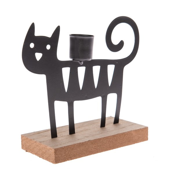 Črni kovinski svečnik Dakls Smiley Kitten
