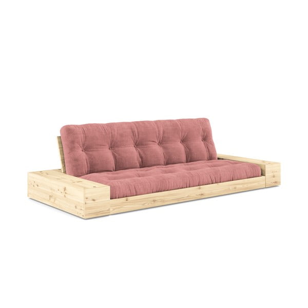 Rožnata raztegljiva sedežna garnitura iz rebrastega žameta 244 cm Base – Karup Design
