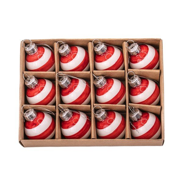 Stekleni ročno izdelani božični okraski v kompletu 12 ks ø 3 cm Bauble Stripe – Sass & Belle-image-1