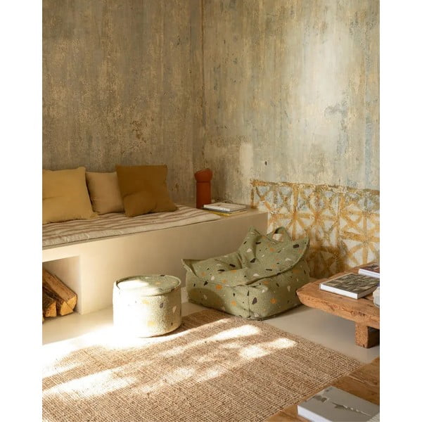 Zelena otroška vreča za sedenje iz tkanine bouclé in šenilje Terrazzo Chair – Wigiwama-image-3