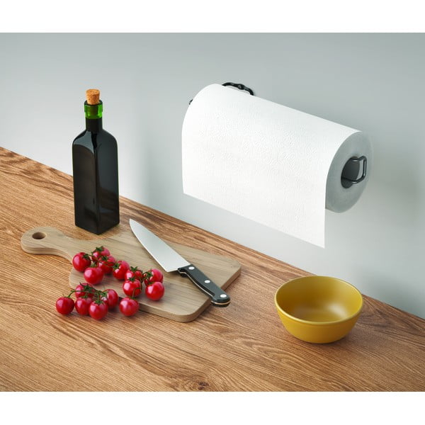 Črn stenski nosilec kuhinjskih brisač Metaltex-image-2