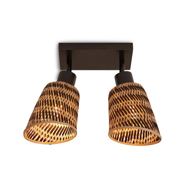 Črna/naravna stropna svetilka z bambusovim senčnikom ø 15 cm Java – Good&Mojo