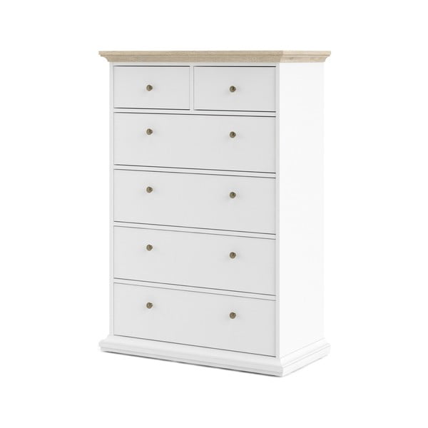 Bela komoda z detajli v hrastovem dekorju Tvilum Paris, 96 x 140 cm-image-2