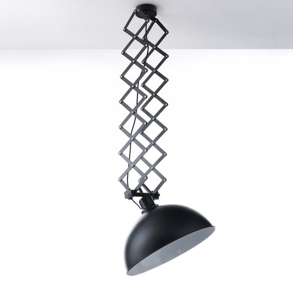 Črna viseča svetilka s pantografskim sistemom Tomasucci Extension Evo