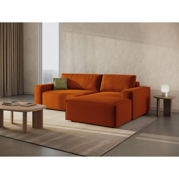 Opečnato oranžna raztegljiva kotna sedežna garnitura (desni kot) Jodie – Micadoni Home-image-1