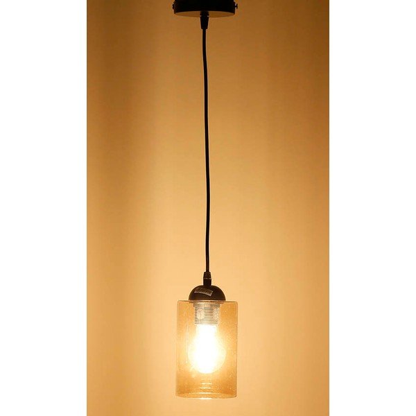 Črna viseča svetilka s steklenim senčnikom ø 10 cm Bistro - Candellux Lighting-image-4
