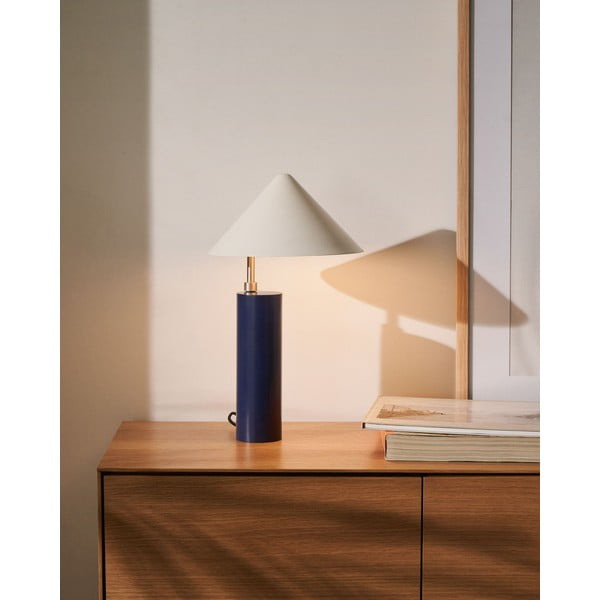 Temno modra namizna svetilka s kovinskim senčilom (višina 42 cm) Shiva – Kave Home-image-1