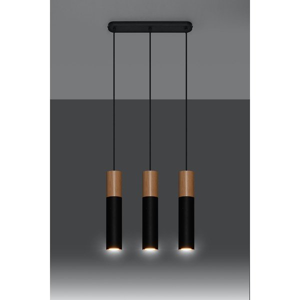 Črna viseča svetilka Sollux Paul, dolžina 40 cm-image-1