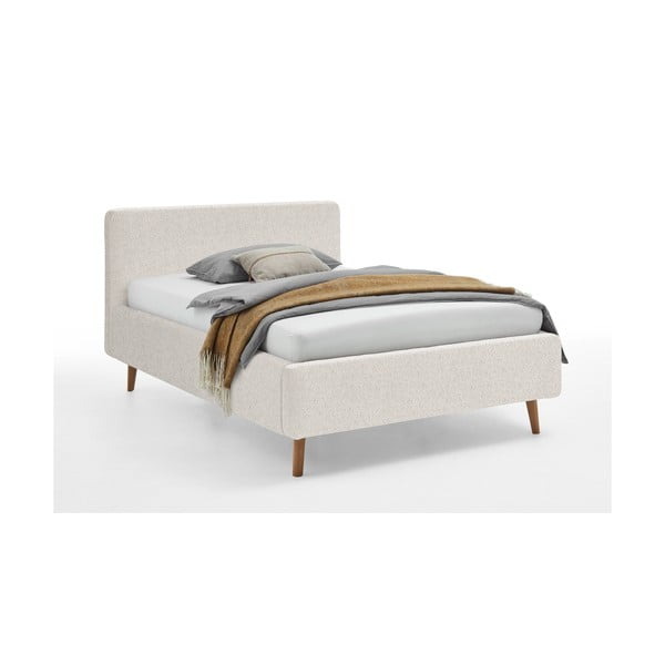 Bela oblazinjena zakonska postelja s prostorom za shranjevanje z letvenim dnom 140x200 cm Mattis – Meise Möbel-image-3