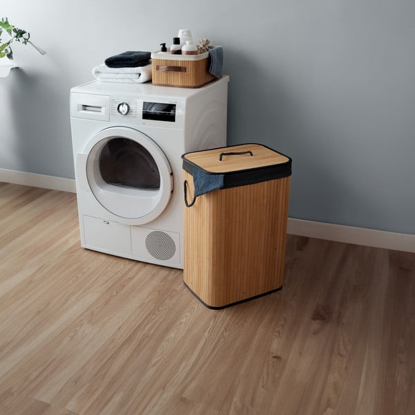 Črn/v naravni barvi koš za perilo iz bambusa 78 l Bamboo – Compactor-image-1