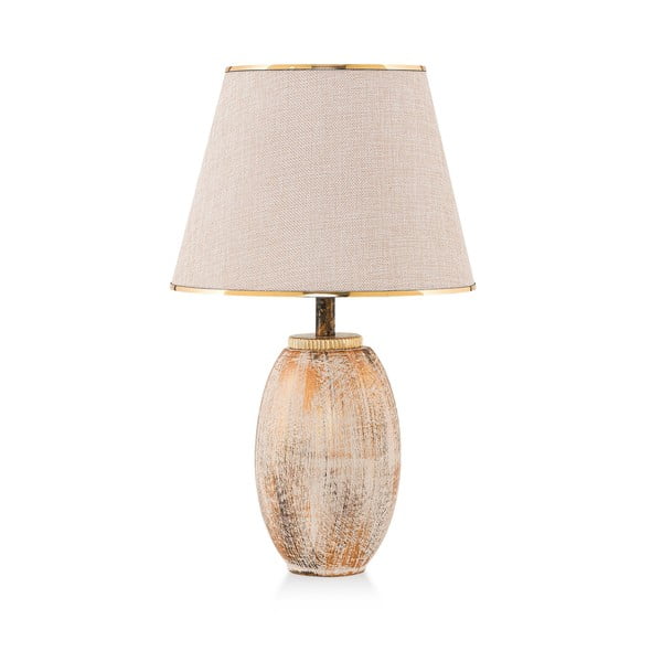 Kremno bela/v zlati barvi namizna svetilka s tekstilnim senčilom (višina 50 cm) Yakamoz – Opviq lights