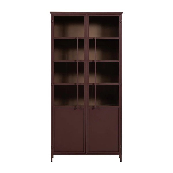Bordo rdeča kovinska vitrina 99x203x45 cm Exhibit – WOOOD