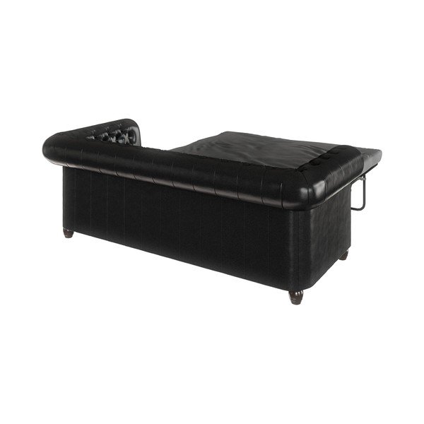 Črna raztegljiva sedežna garnitura iz imitacije usnja 203 cm York – Ropez-image-4