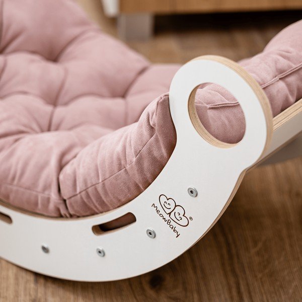 Bela gugalnica iz masivnega bora 39x75x38 cm Montessori – Meowbaby-image-1