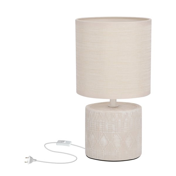 Bež namizna svetilka s tekstilnim senčnikom (višina 26 cm) Dina – Candellux Lighting