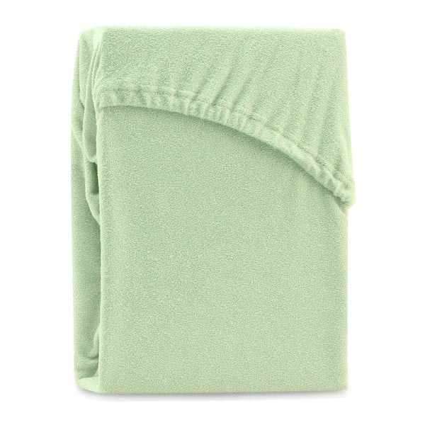 Svetlo zelena elastična rjuha za zakonsko posteljo AmeliaHome Ruby Siesta, 220/240 x 220 cm