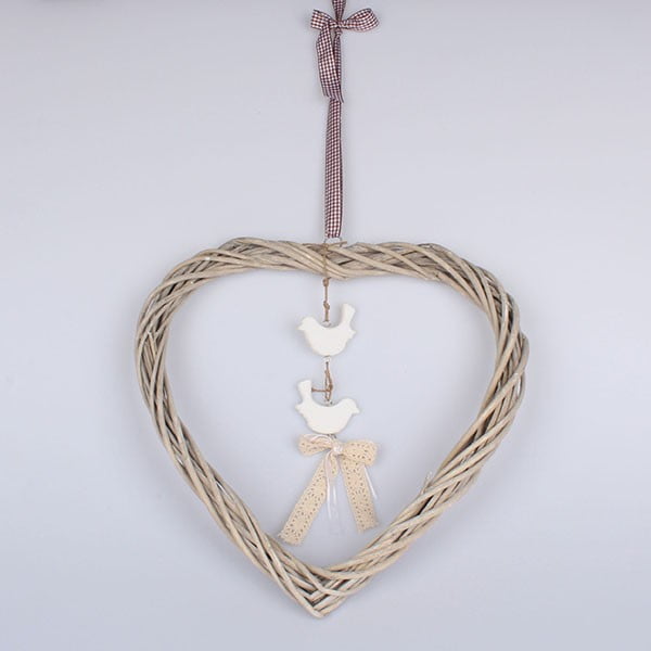 Viseča dekoracija srce s pticami Dakls, višina 40 cm