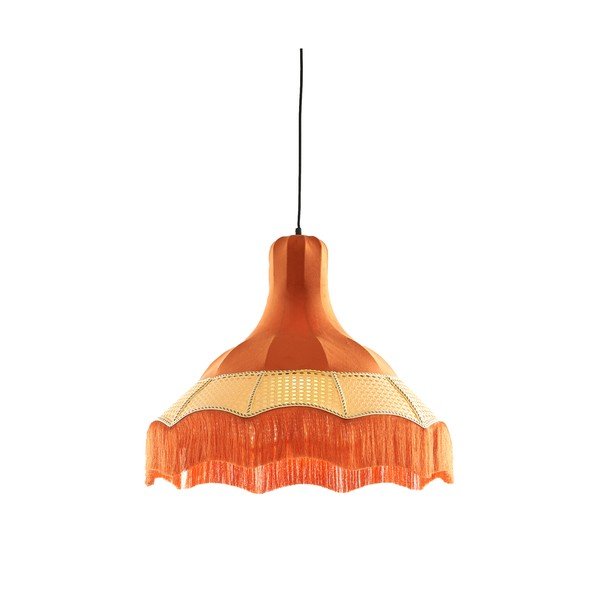 Oranžna viseča svetilka s tekstilnim senčilom ø 50 cm Mizia – Light & Living