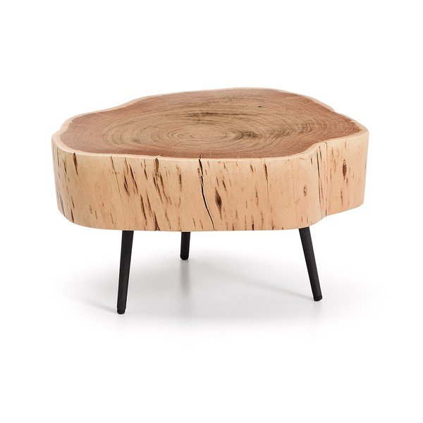 Okrogla klubska mizica z mizno ploščo iz akacije v naravni barvi 49x47 cm Tanive – Kave Home