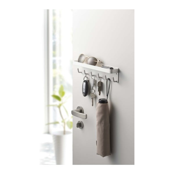 Bel stenski obešalnik za ključe s košarico YAMAZAKI Smart-image-1