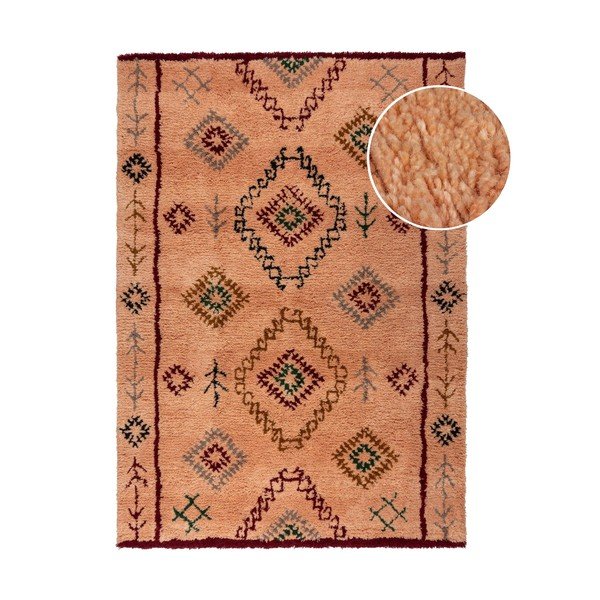Rožnato-oranžna ročno tkana volnena preproga 160x230 cm Moroccan Sahara – Flair Rugs