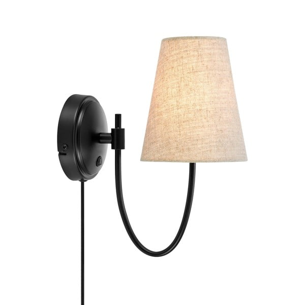 Črno-bež stenska svetilka z vtikačem Amar – Markslöjd