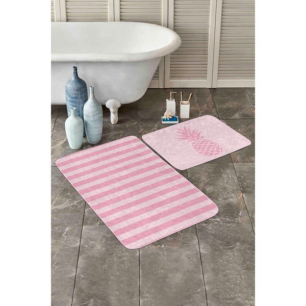 Rožnate žametne kopalniške preproge v kompletu 2 ks 60x100 cm – Mila Home-image-2