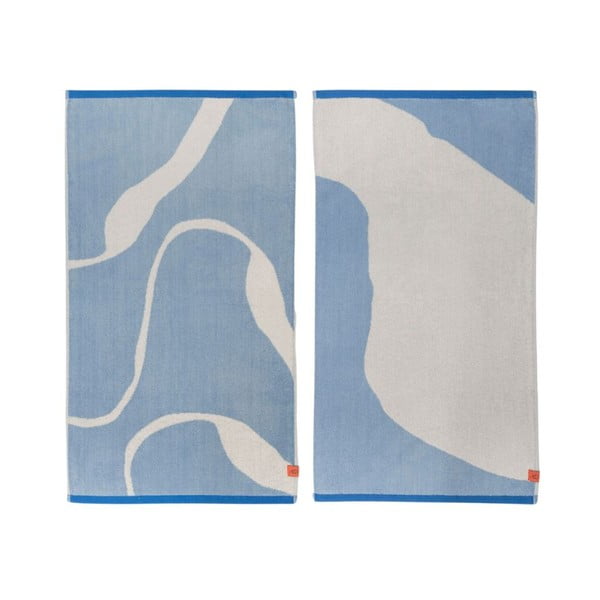 Bele/modre brisače iz organskega bombaža v kompletu 2 ks 50x90 cm Nova Arte – Mette Ditmer Denmark