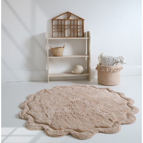 Svetlo rožnata pralna ročno tkana bombažna okrogla preproga ø 110 cm Sweet April Nude – Nattiot-image-1