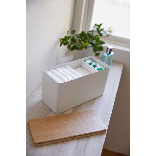 Beli organizator s pokrovom iz vezanega lesa Yamazaki Rin-image-2