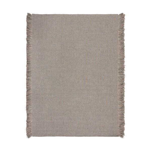 Siva ročno tkana preproga iz mešanice volne 200x290 cm Rene Fringed Ribbed – Flair Rugs