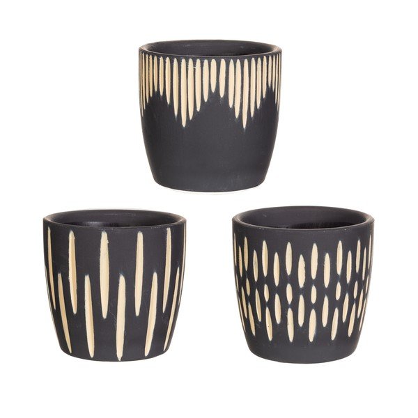 Podstavki za cvetlične lonce iz terakote v kompletu 3 ks ø 8 cm Grafitto – Sass & Belle