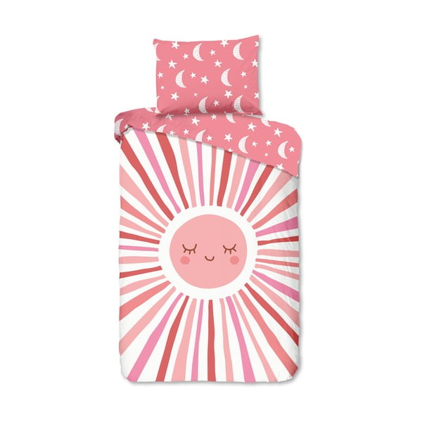 Rožnata enojna bombažna otroška posteljnina 140x200 cm Sunny – Good Morning