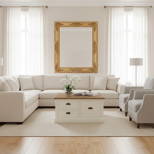 Bela klubska mizica v dekorju jelke 90x90 cm Hardwick – Premier Housewares-image-2